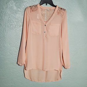 GB GIANNI BINI XS PINK LONG SLEEVE BLOUSE